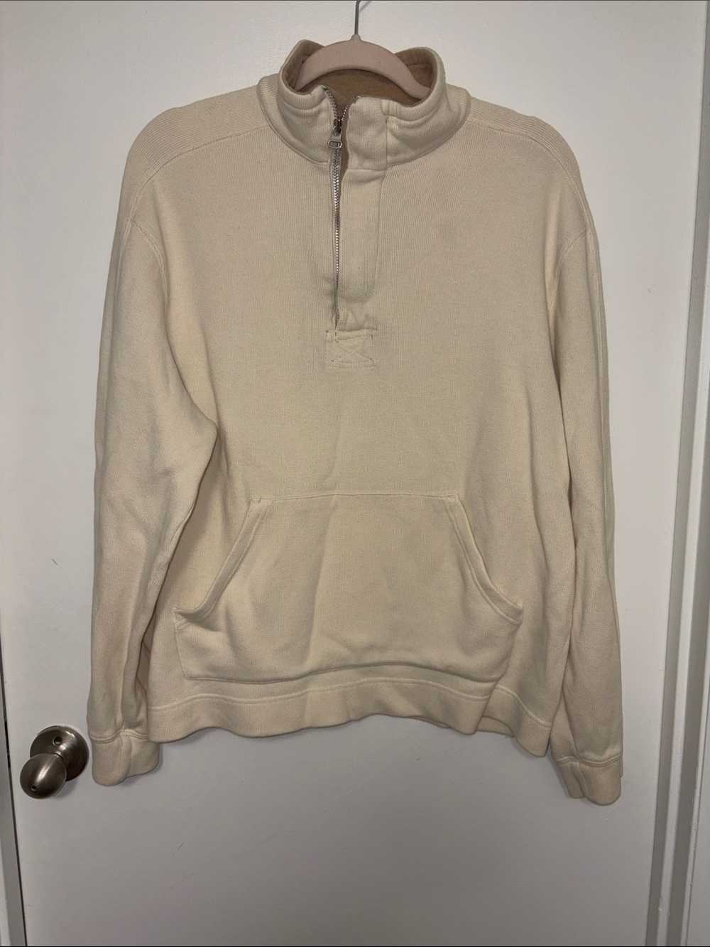 Vintage 2008 Tommy Hilfiger Quarter Zip Pullover Sweatshirt Cream Large